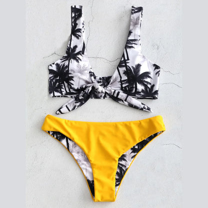 Sunflower Printed Bikini Set Sexy Swimwear Women 2021 Mujer Push up Padded Biquini Bathers Bandage Bathing Suit Swimsuit Bikini