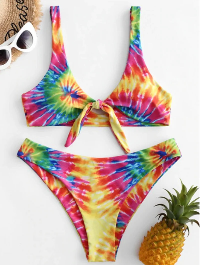 Sunflower Printed Bikini Set Sexy Swimwear Women 2021 Mujer Push up Padded Biquini Bathers Bandage Bathing Suit Swimsuit Bikini