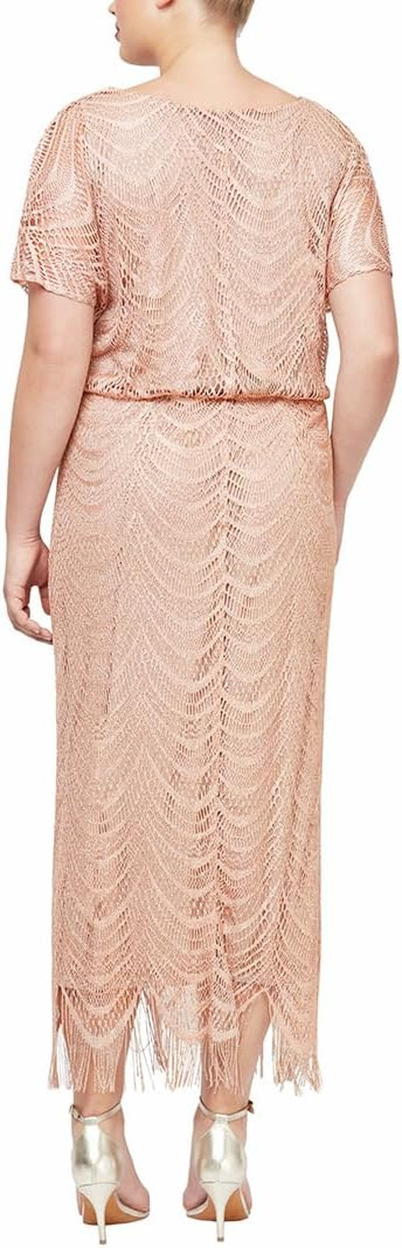 Women'S plus Size Metallic Blouson Crochet Dress