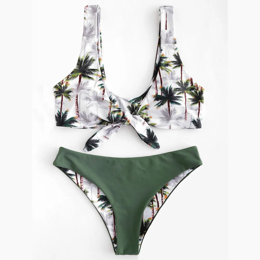 Sunflower Printed Bikini Set Sexy Swimwear Women 2021 Mujer Push up Padded Biquini Bathers Bandage Bathing Suit Swimsuit Bikini