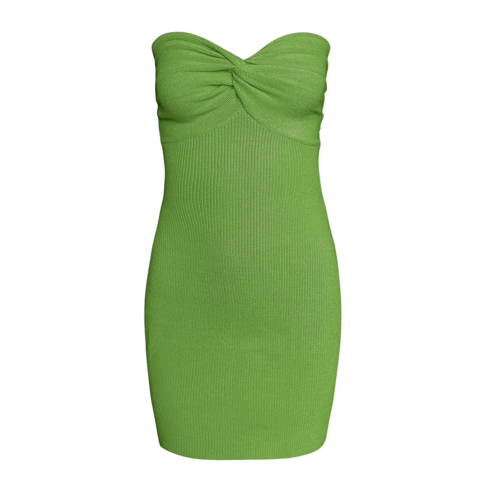 Summer Saving  Womens Dresses Sleeveless Tube Top Solid Mini Summer Dress Party Club Sexy off Shoulder Bodycon Knitted Dresses Green up to 65% Off