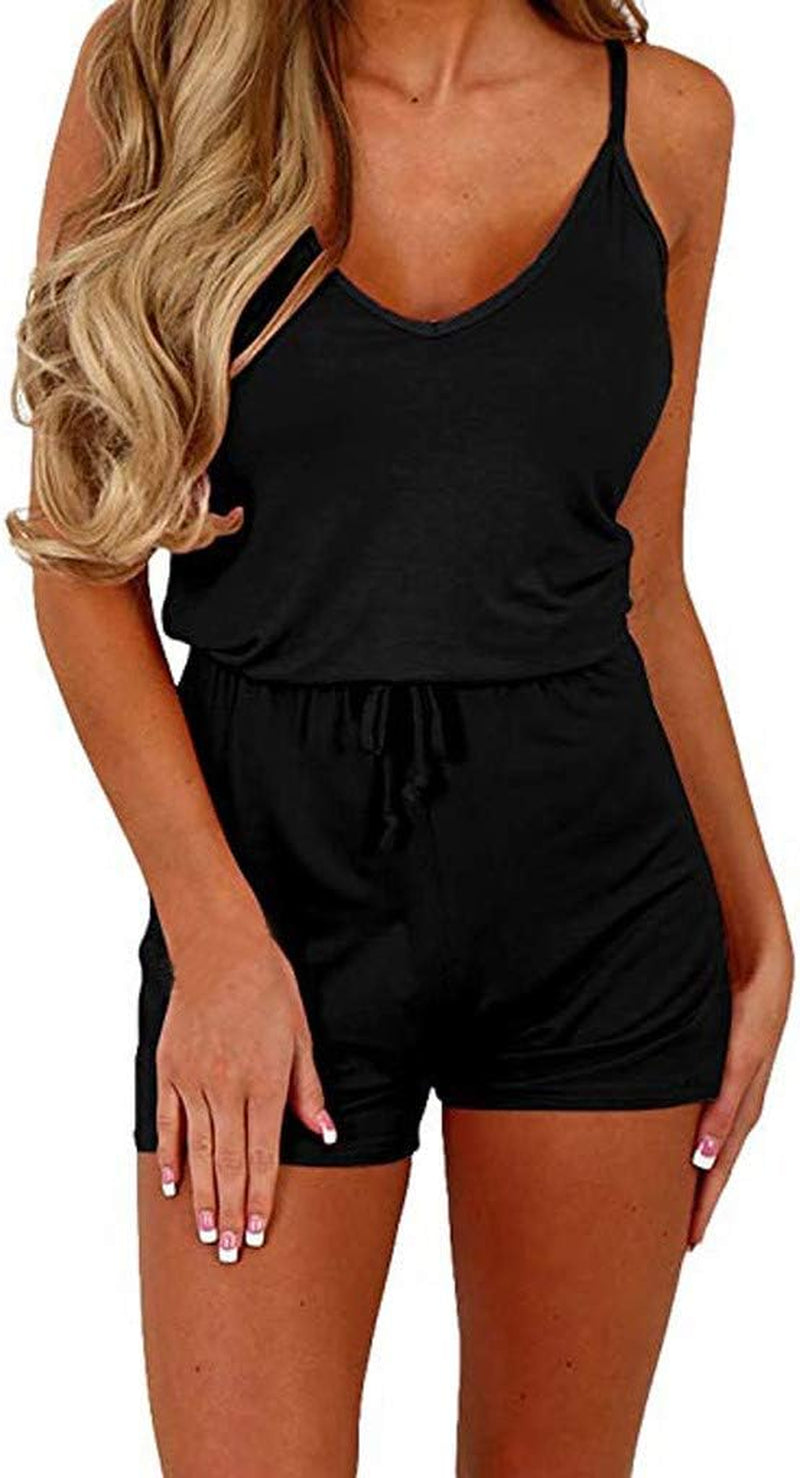 Jumpsuit Womens Sleeveless Waist Drawstring Short Playsuit Rompers Jumpsuit