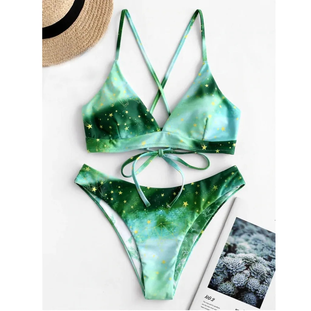 Sunflower Printed Bikini Set Sexy Swimwear Women 2021 Mujer Push up Padded Biquini Bathers Bandage Bathing Suit Swimsuit Bikini