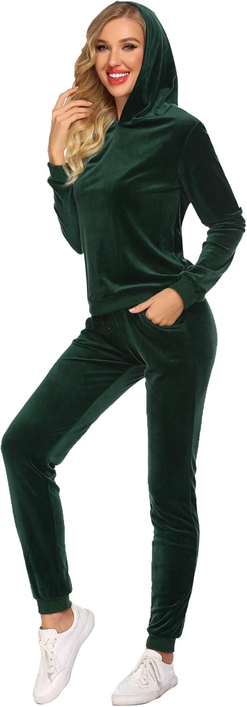 Women'S Sweatsuit Set Velour Long Sleeve Hoodie Sweatshirt & Sweatpants Sweat Suits 2 Piece Tracksuits Outfits