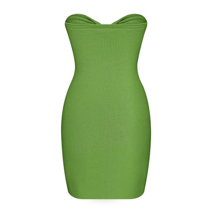 Summer Saving  Womens Dresses Sleeveless Tube Top Solid Mini Summer Dress Party Club Sexy off Shoulder Bodycon Knitted Dresses Green up to 65% Off